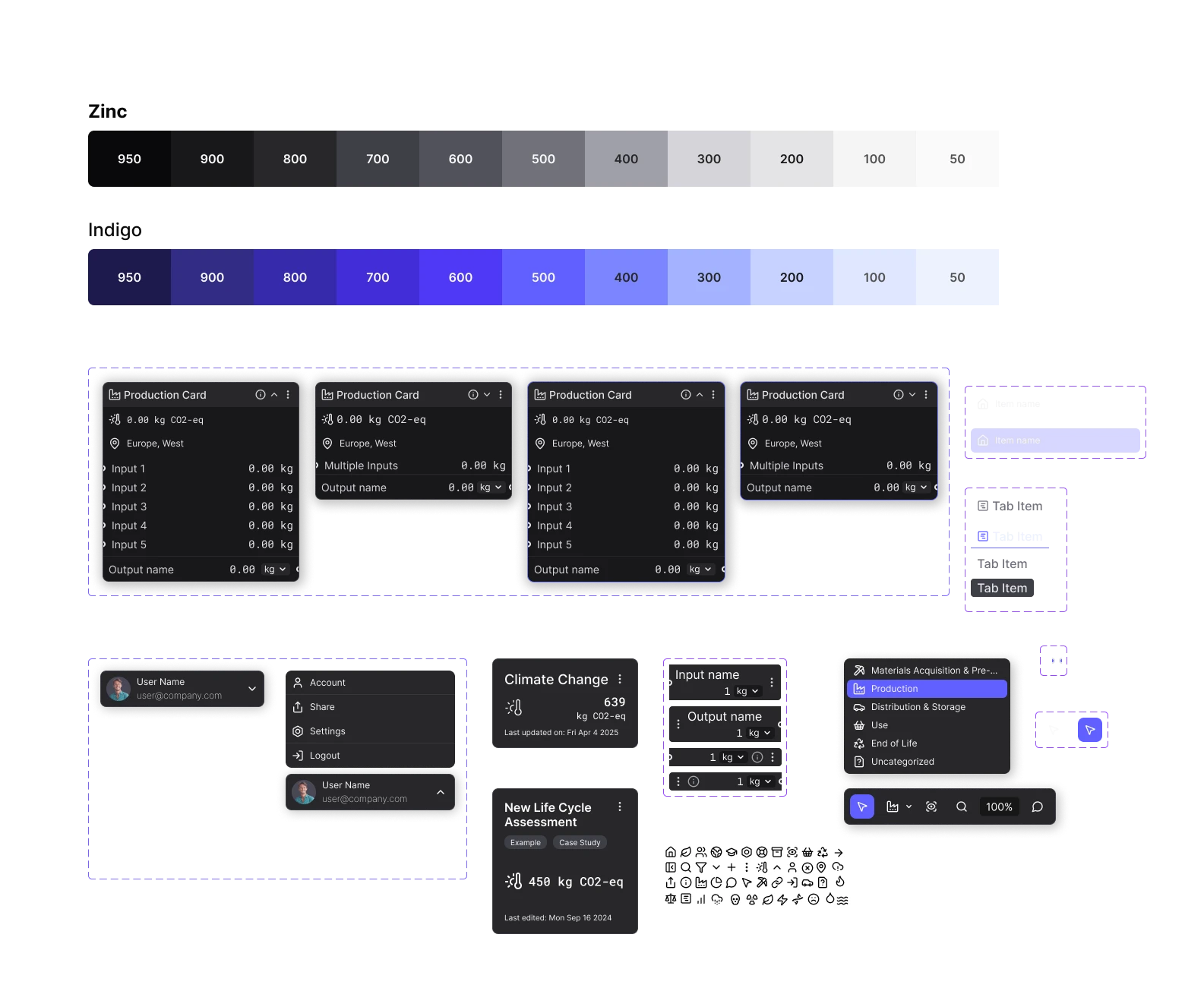 Design System Typography, dark mode
