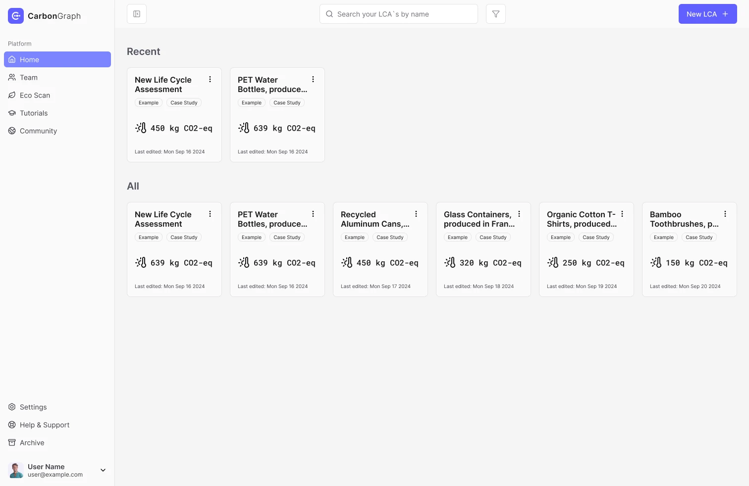 Home page with products, light mode