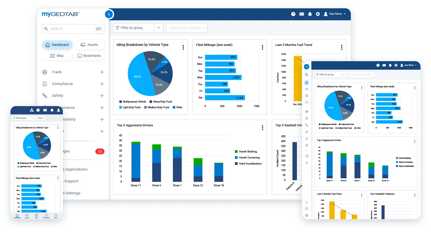 Preview of Geotab project showing How to make complex data accessible and actionable for fleet managers?