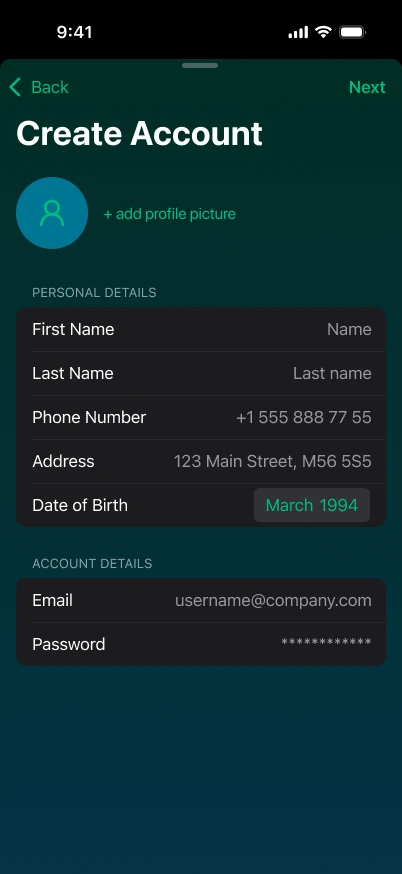 Account details